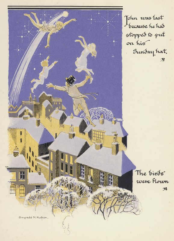 Peter Pan ve Wendy: John sonuncuydu çünkü Pazar şapkasını takmak için durmuştu, Kuşlar uçmuştu (renkli litho) by Gwynedd M. Hudson