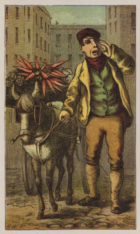 Costermonger (renkli taş) by H.W. (after) Petherick