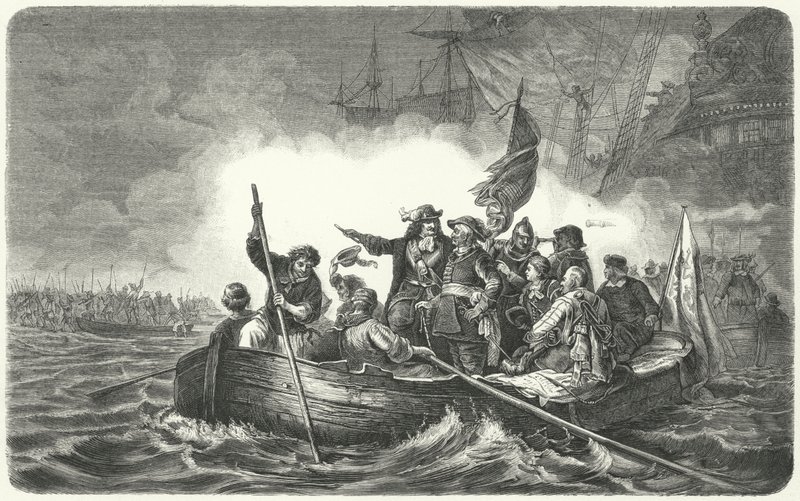 Brandenburg Seçmeni Frederick William'ın ordusu İsveç'in Rüegen adasına çıkarken by H. (after) Kretzschmer