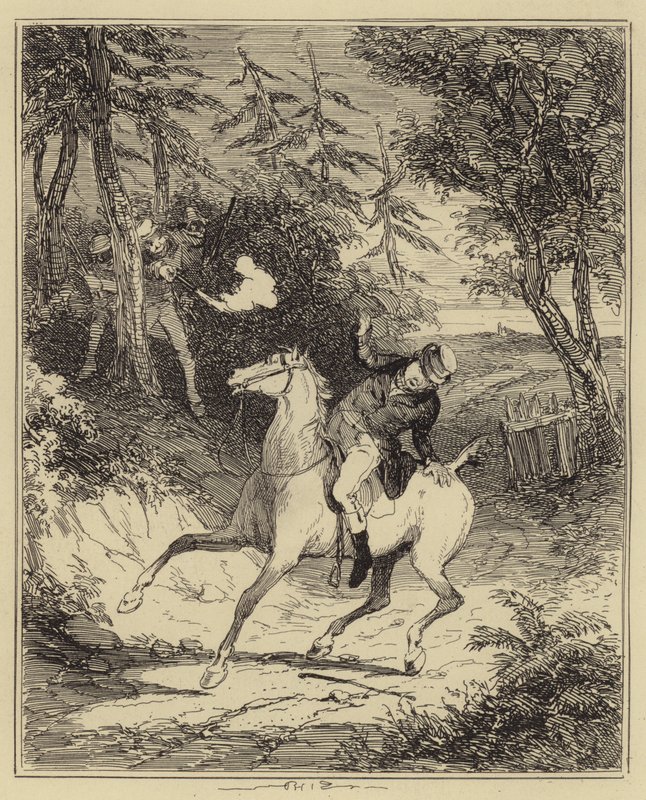Bay Horsfall'u vuran Ludditler (gravür) by Hablot Knight (1815 92) (after) Browne