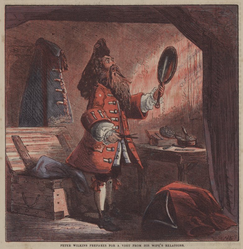Peter Wilkins, karısının akrabalarından bir ziyarete hazırlanıyor (renkli taş) by after Hablot Knight Browne