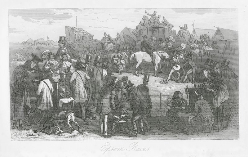 Londra sokakları: Epsom Yarışları (gravür) by Hablot Knight (1815-92) Browne