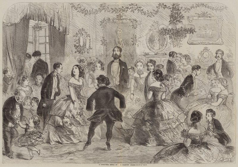 Bir kır evinde bir Noel dansı by Hablot Knight Browne