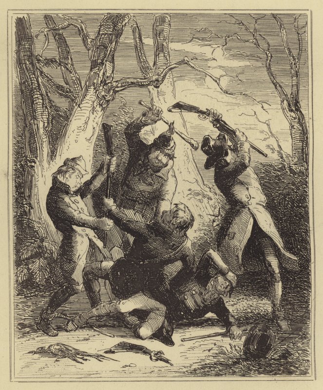 Kaçak Avcılar ve Av Bekçileri arasında bir kavga by Hablot Knight Browne