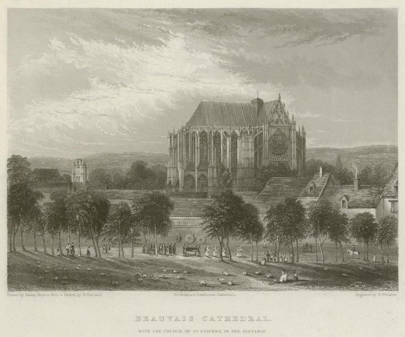 Beauvais Katedrali, Uzaktaki Aziz Etienne Kilisesi ile by Hablot Knight Browne