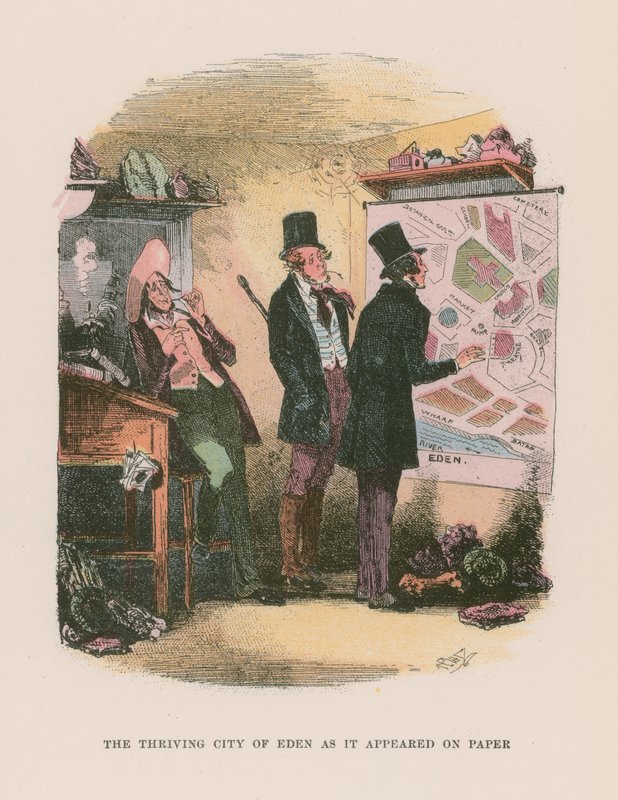 Martin Chuzzlewit için çizim by Hablot Knight Browne