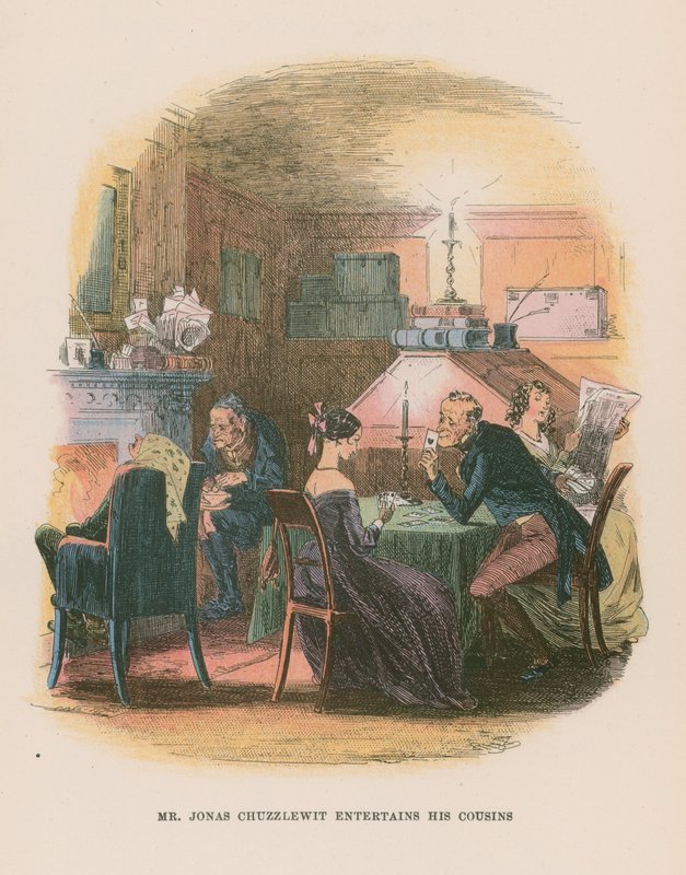 Martin Chuzzlewit için çizim by Hablot Knight Browne