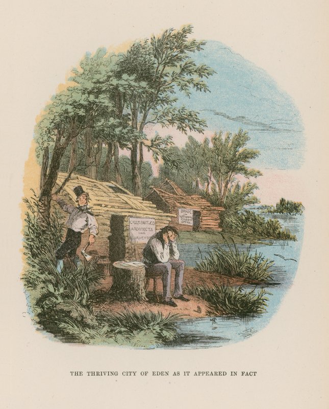 Martin Chuzzlewit için çizim by Hablot Knight Browne
