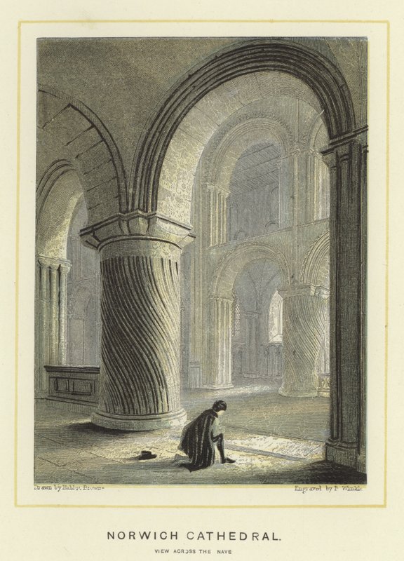 Norwich Katedrali, nefin karşısından görünüm by Hablot Knight Browne