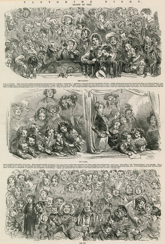 Pandomim Gecesi: Galeri, Kutular, Çukur (gravür) by Hablot Knight Browne
