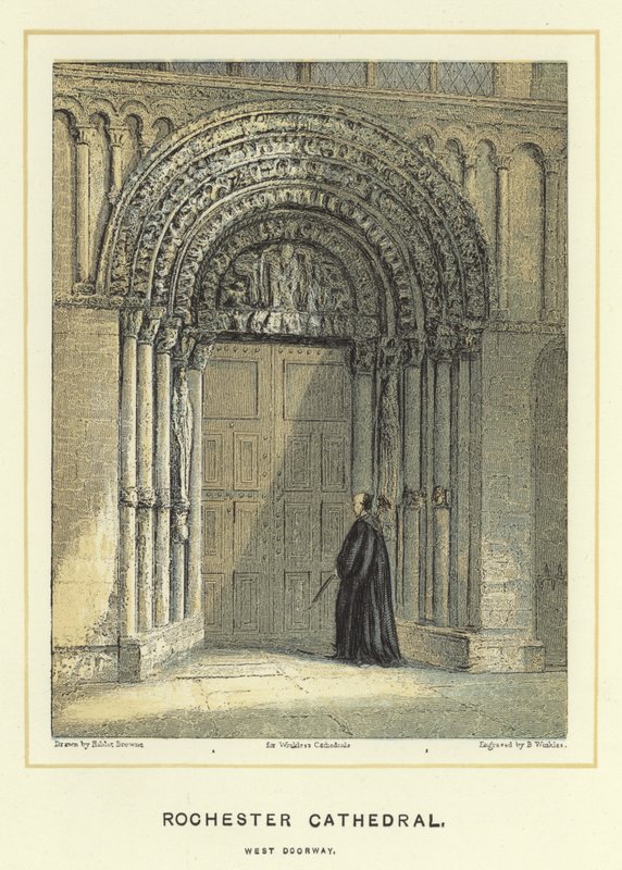 Rochester Katedrali, batı kapısı by Hablot Knight Browne