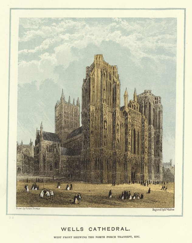 Wells Katedrali, kuzey sundurma transeptini gösteren batı cephesi, vb. by Hablot Knight Browne