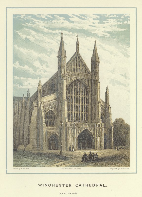 Winchester Katedrali, batı cephesi by Hablot Knight Browne
