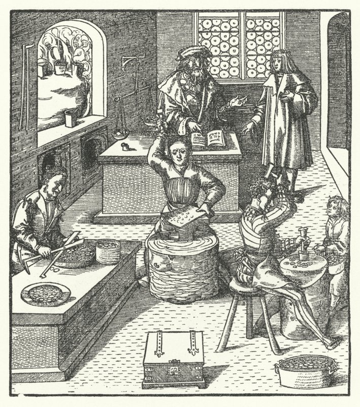 Avusturya Arşidükü Maximilian darphanede (gravür) by Hans (after) Burgkmair