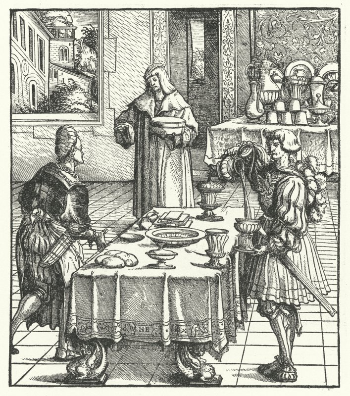 Avusturya Arşidükü Maximilian mutfak sanatlarını öğreniyor (gravür) by Hans (after) Burgkmair