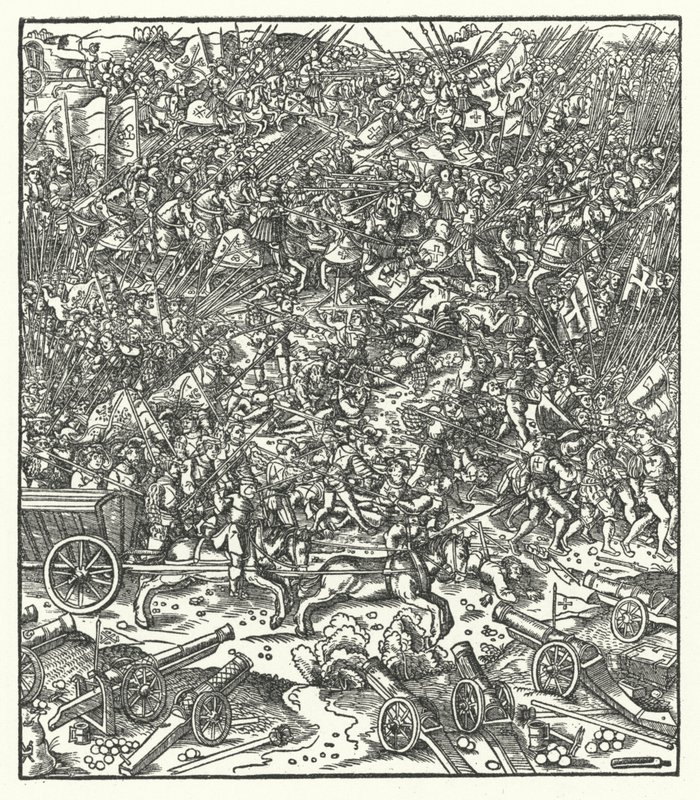 Ginegate Savaşı, Fransa, 7 Ağustos 1479 (gravür) by Hans (after) Burgkmair