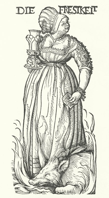 Oburluk: yedi ölümcül günahtan biri (gravür) by Hans (after) Burgkmair