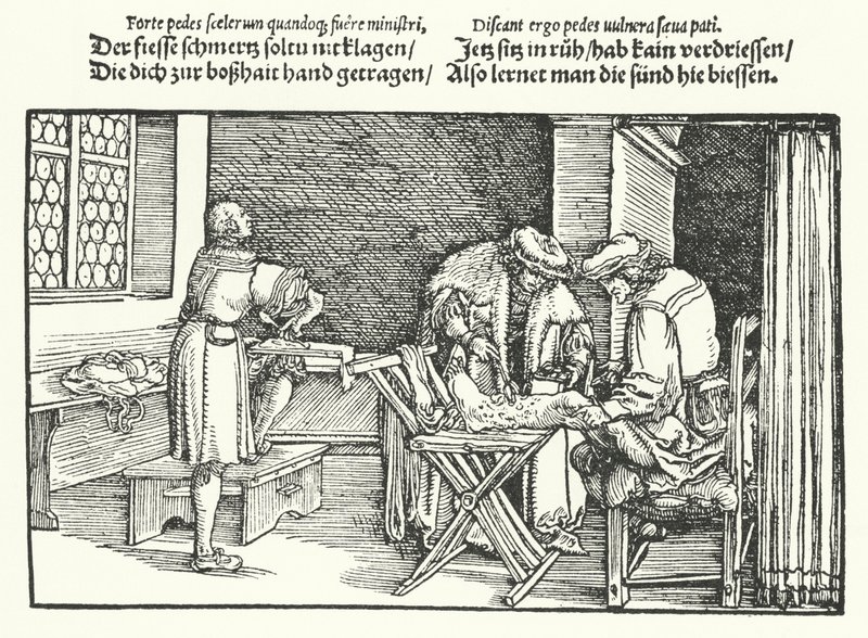Bacak ülserleri veya yaraları (gravür) by Hans (after) Burgkmair