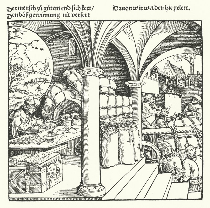 Tedbirli Tüccar (gravür) by Hans (after) Burgkmair