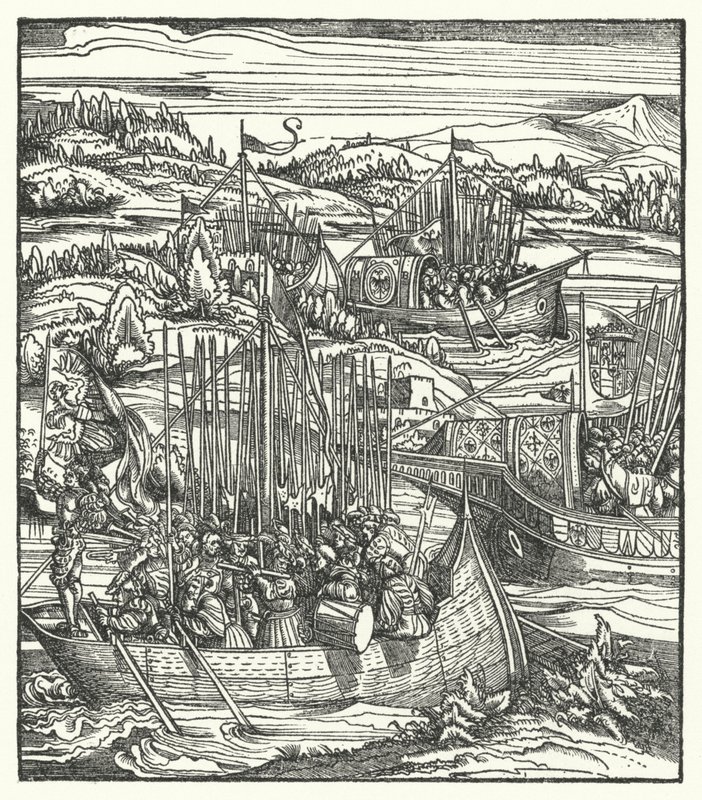 Kutsal Roma İmparatoru Maximilian I, filosu ile La Spezia, İtalya by Hans (after) Burgkmair