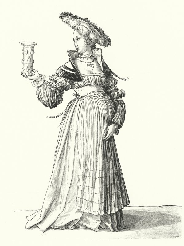 Baselli bir kadın kostümü (gravür) by Hans (after) Holbein the Younger