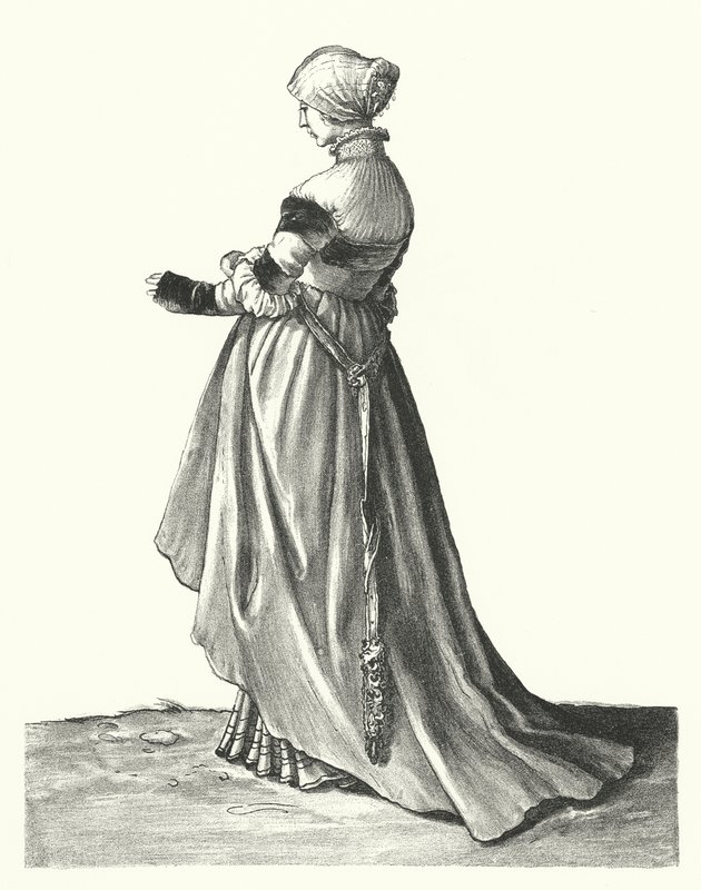 Baselli bir kadın kostümü (gravür) by Hans (after) Holbein the Younger