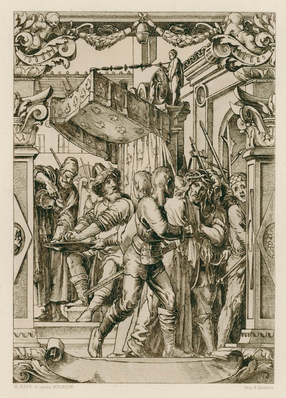 İsa Mesih, Pilatus ellerini yıkıyor (gravür) by Hans (after) Holbein the Younger