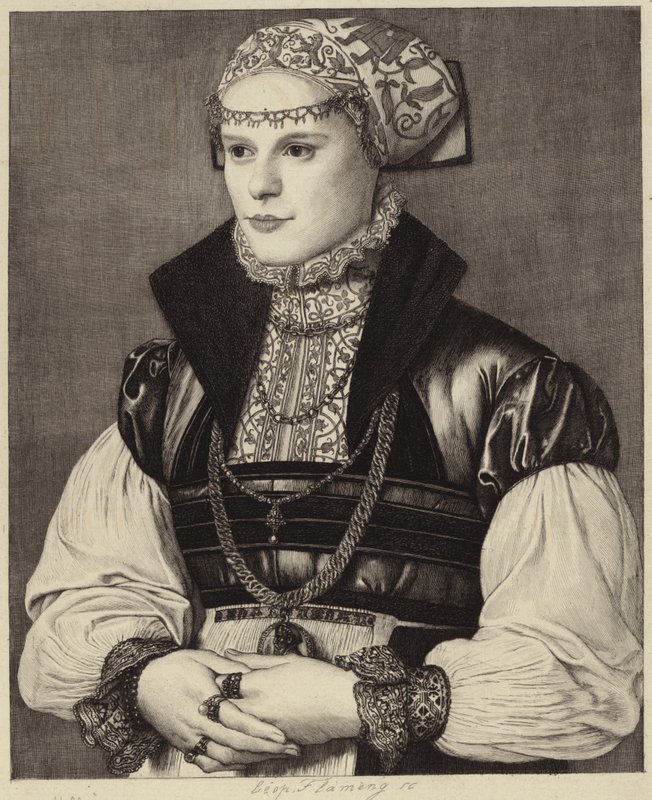 16. yüzyıl giysili bir kadının portresi by Hans Holbein der Jüngere