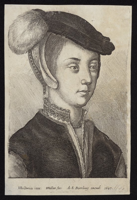 Tüylü bir kap ile genç kadın by Hans Holbein der Jüngere