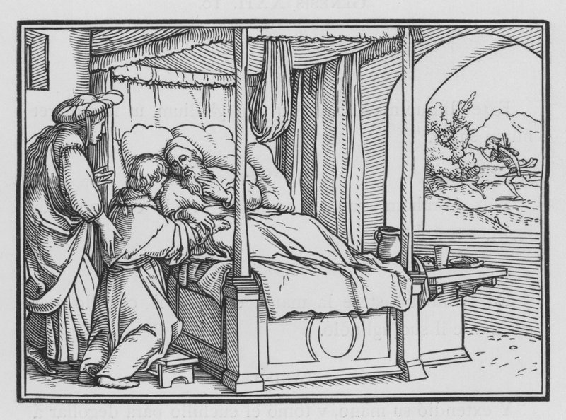 Yakup Babasını Aldatıyor ve Nimetleri Elde Ediyor, Tekvin XXVII, 21 by Hans Holbein der Jüngere