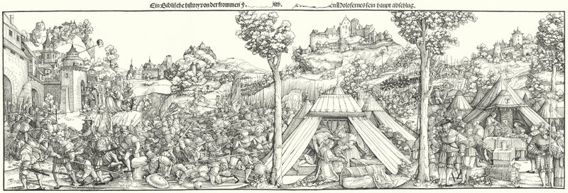 Landsknechts 16. yüzyılın başında bir savaşta savaşıyor (gravür) by Hans Leonard (after) Schaufelein