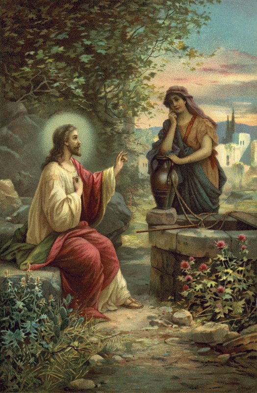 İsa ve Samiriyeli Kadın by Hans Zatzka