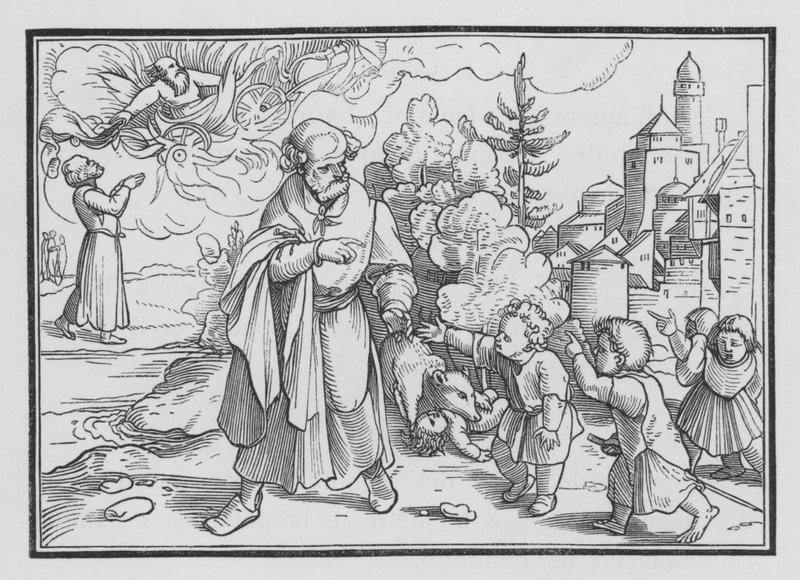 Ayılar Elişa ile Alay Eden Çocukları Yok Eder, 2 Kral II, 23 by Hans after Holbein the Younger