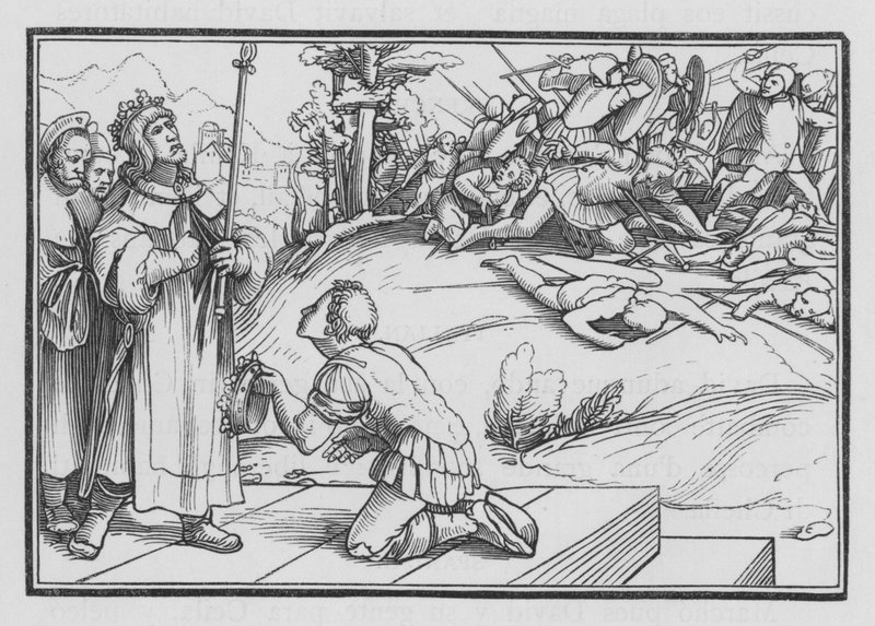 David Lamenteth, Saul ve Yonatan üzerine, 2 Samuel I, 11 by Hans after Holbein the Younger