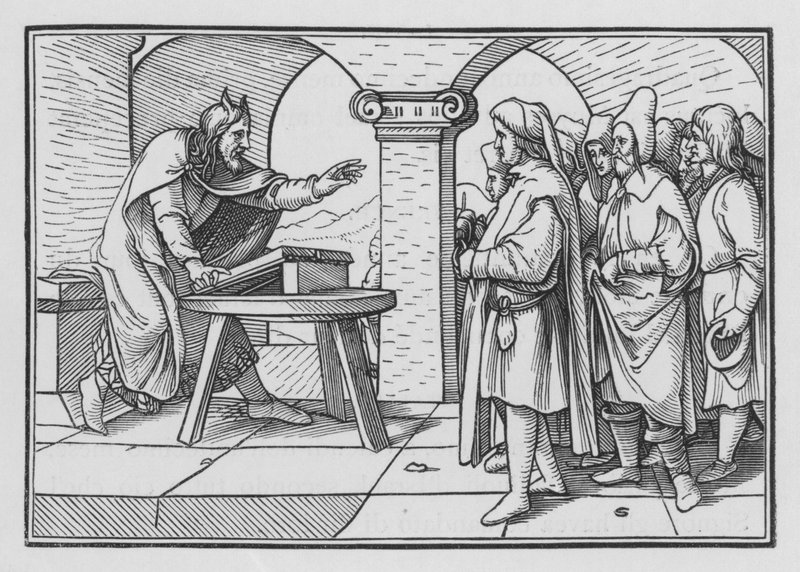 Musa, Tanrıların Geçmişteki İşlerinden İtaat Etmesini Öğretiyor, Tesniye IV, 1 by Hans after Holbein the Younger