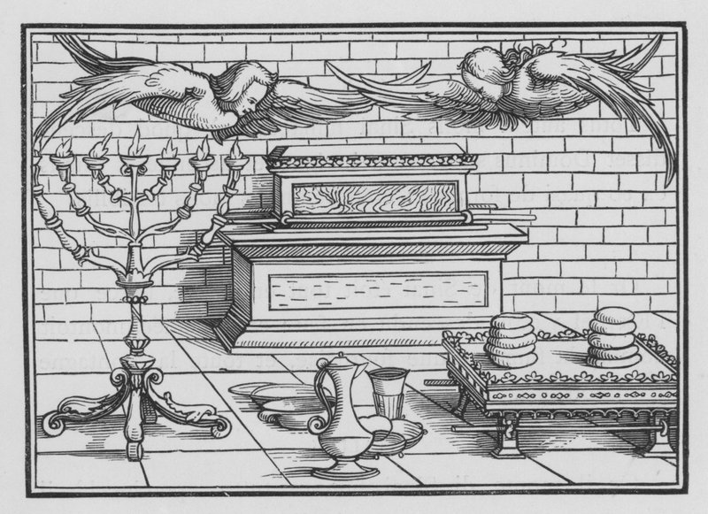 Ark, Merhamet Koltuğu, Kerubiler, Masa ve Şamdan, Çıkış XXV, 21, 22 by Hans after Holbein the Younger