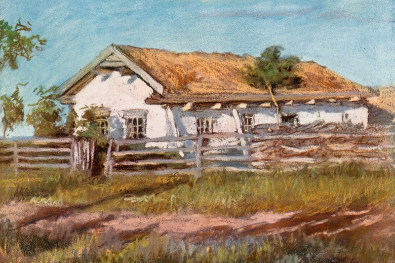 Veregin yakınlarında bir Doukhobor evi by Harold Copping