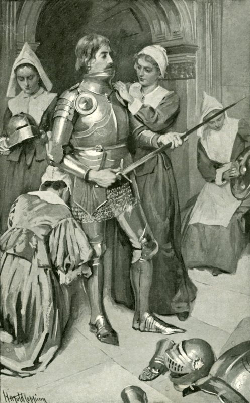 Hıristiyan zırh giymiş by Harold Copping