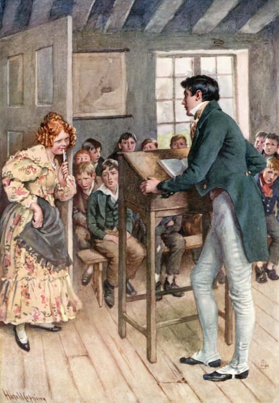 Fanny Squeers ve Nicholas Nickleby (renkli taş) by Harold Copping