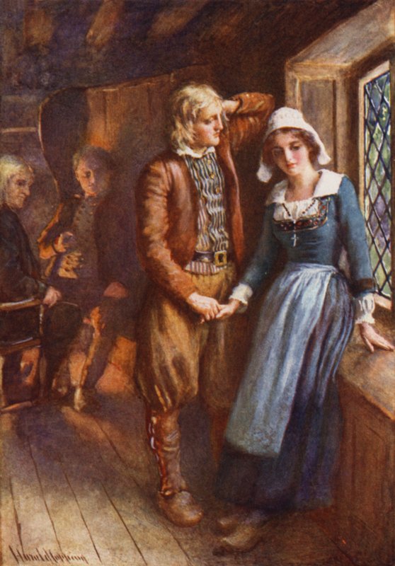 Gabriel ve Evangeline (renkli taş) by Harold Copping