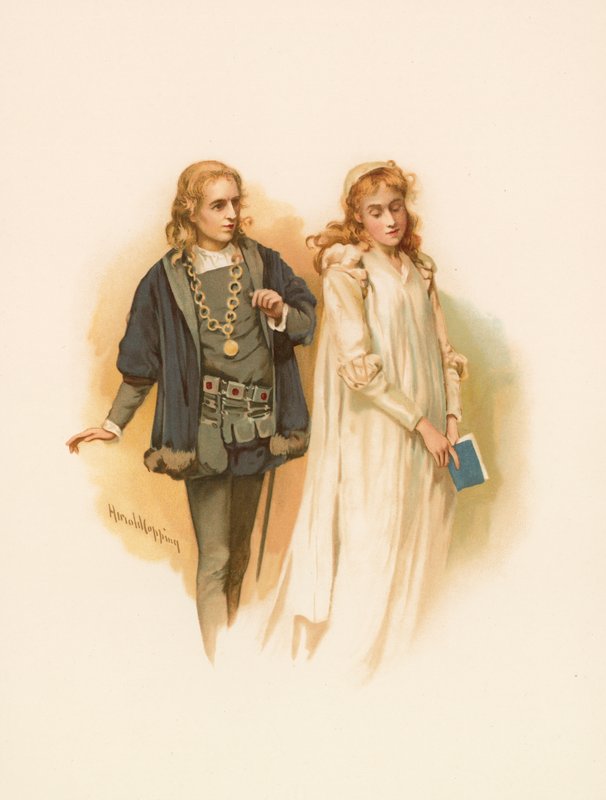 Hamlet ve Ophelia by Harold Copping