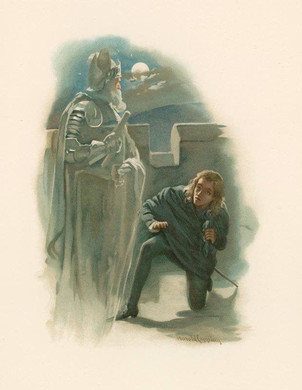 Hamlet ve babasının hayaleti by Harold Copping