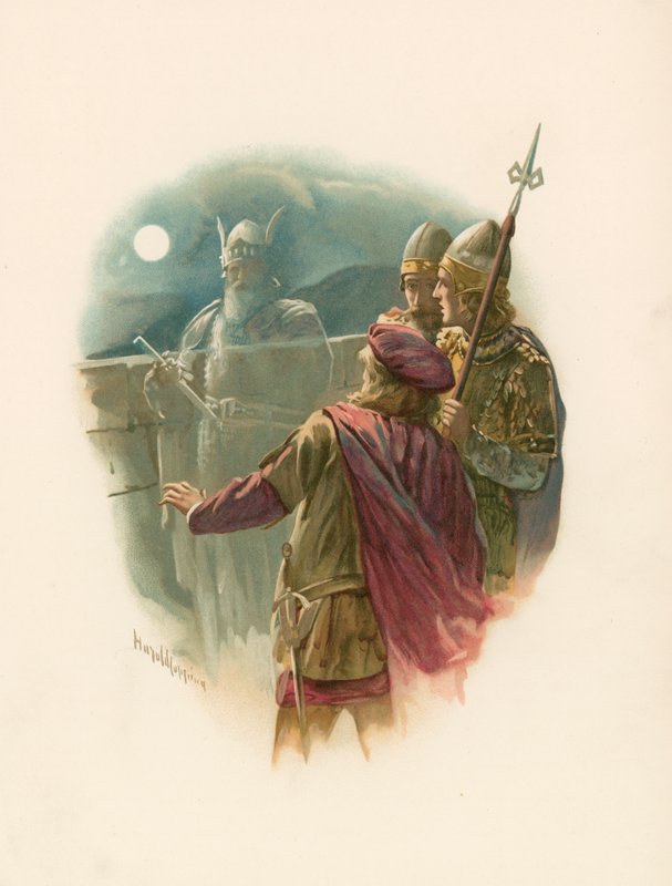 Hamlet ve babasının hayaleti by Harold Copping