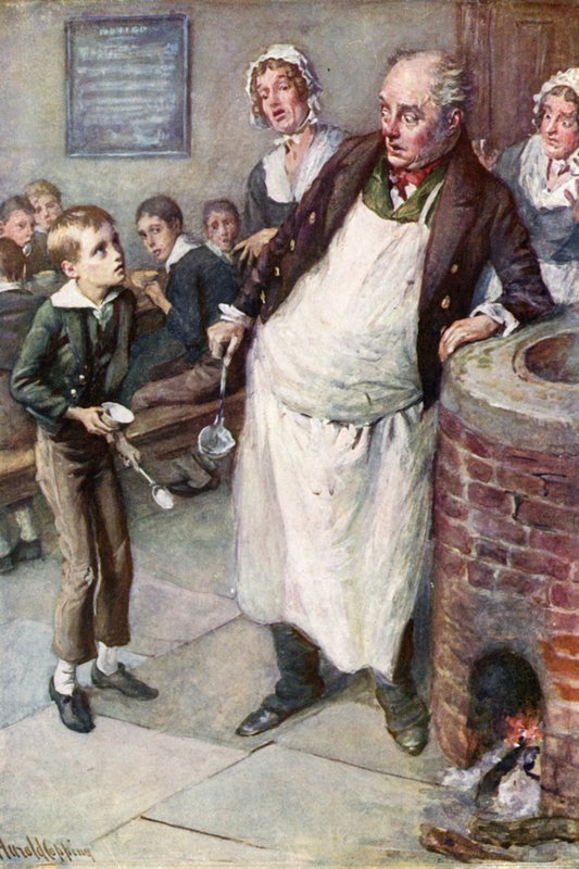 Oliver Daha Fazlasını istiyor (renkli taş) by Harold Copping