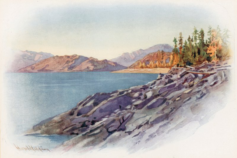 Kootenay Gölü üzerinde by Harold Copping