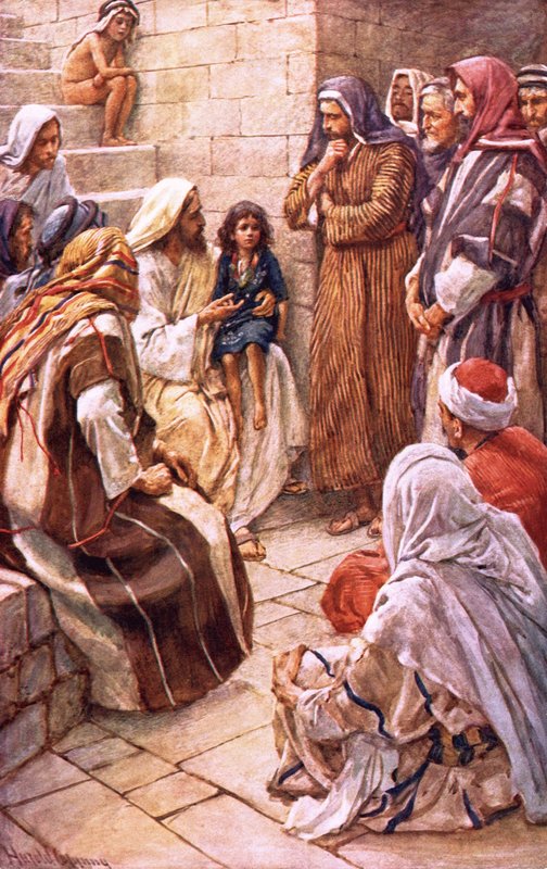 Küçük çocuk onların arasına yerleştirilmiş by Harold Copping