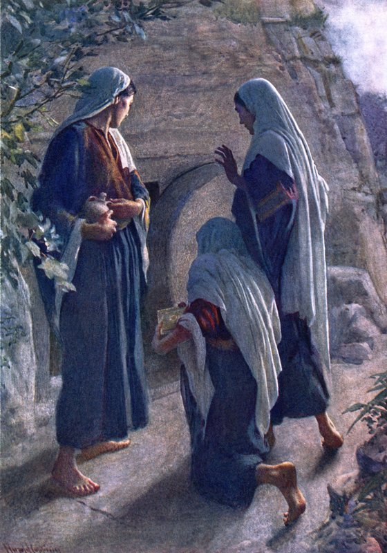 Kabirdeki kadın (renkli taş) by Harold Copping
