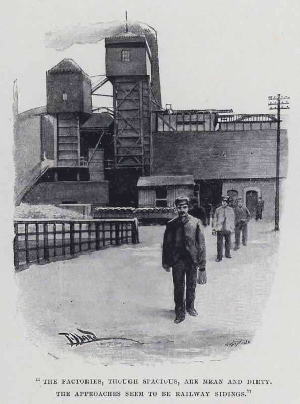 "Fabrikalar geniş olmasına rağmen kötü ve kirli" (s/b fotoğraf) by Harold Hume Piffard