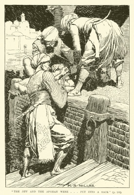 Yahudi ve Afgan... bir çuvala konuldu (gravür) by Harold Robert Millar