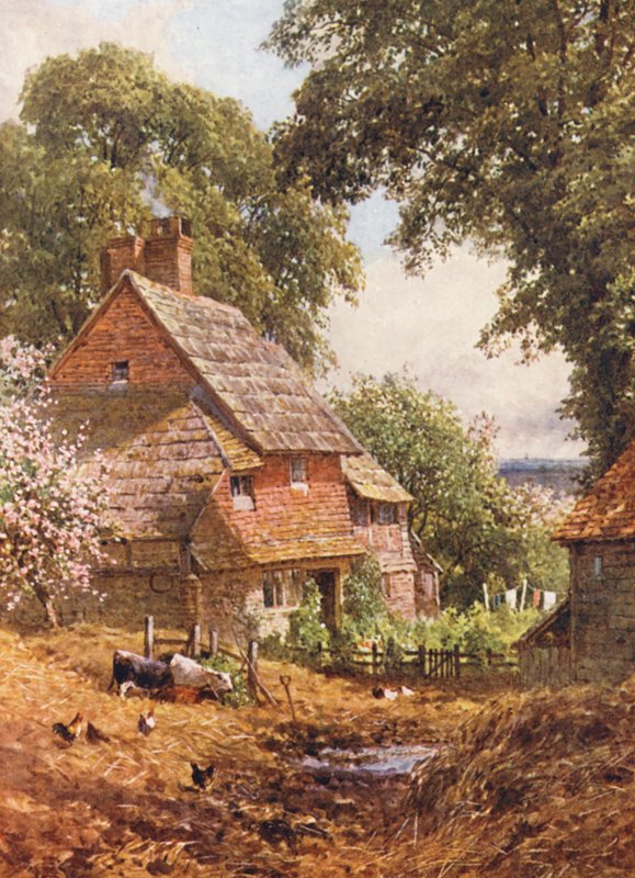Leith Hill Yakınlarındaki Eski Bir Çiftlik (renkli litografi) by Harold Sutton Palmer